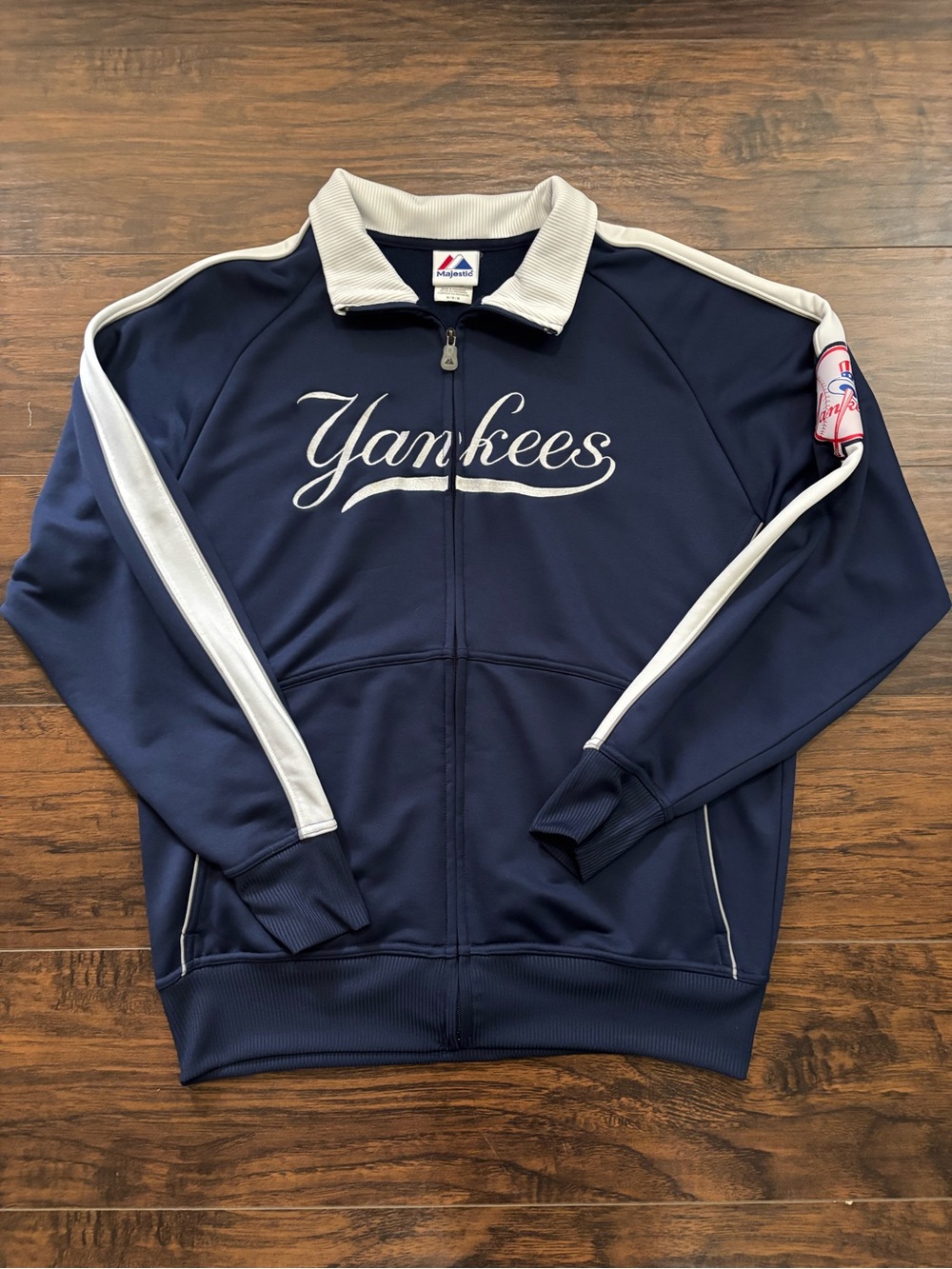 Majestic Navy & White NY Yankees Zip Up Track Jacket